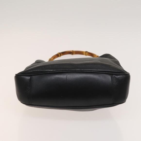 GUCCI Bamboo Hand Bag Leather Black Gold 001 001 - Picture 9 of 16